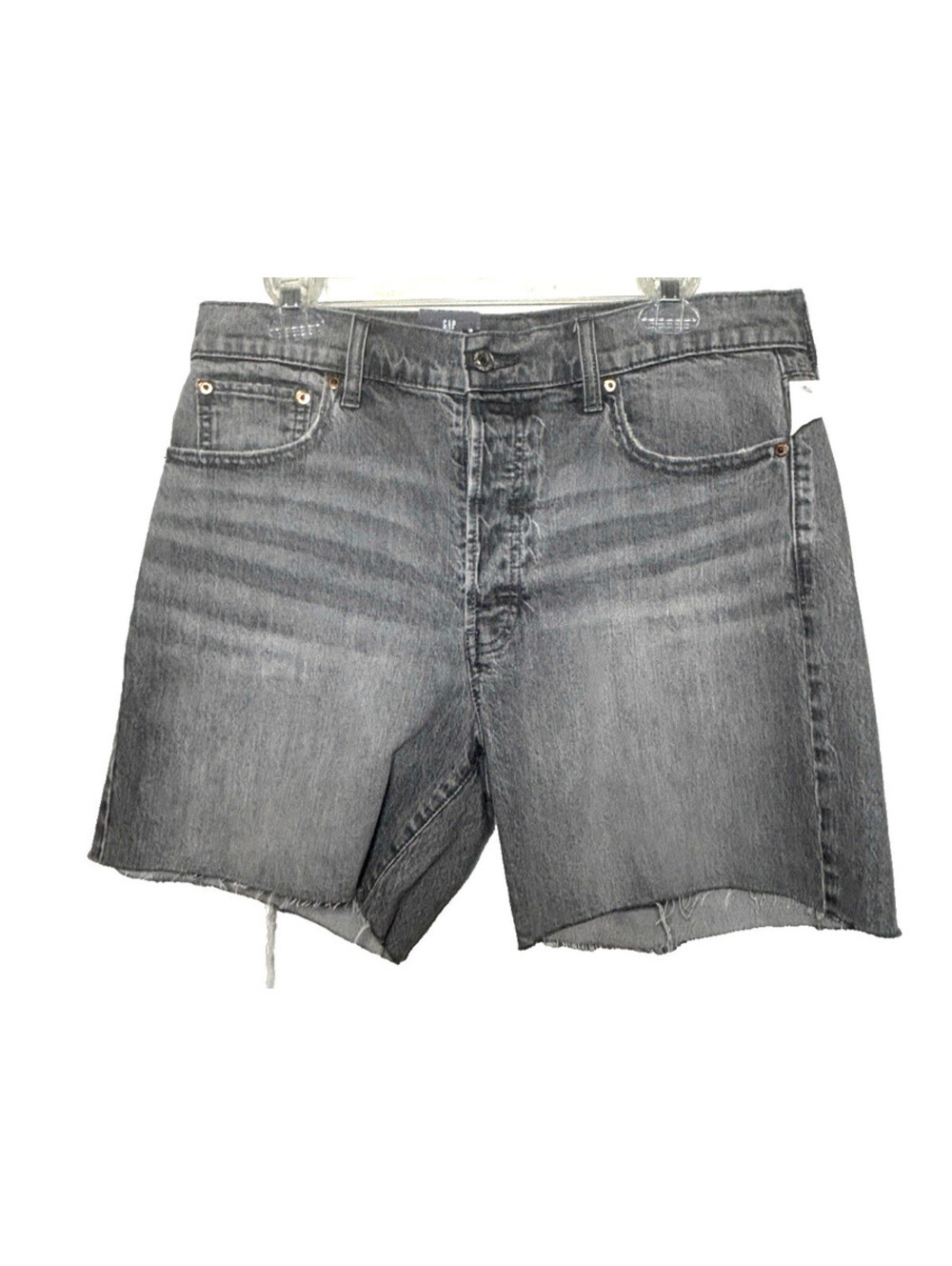 GAP High Rise Cheeky Cut Off Denim  Midi Shorts Womens Gray Size 31/12R Pockets